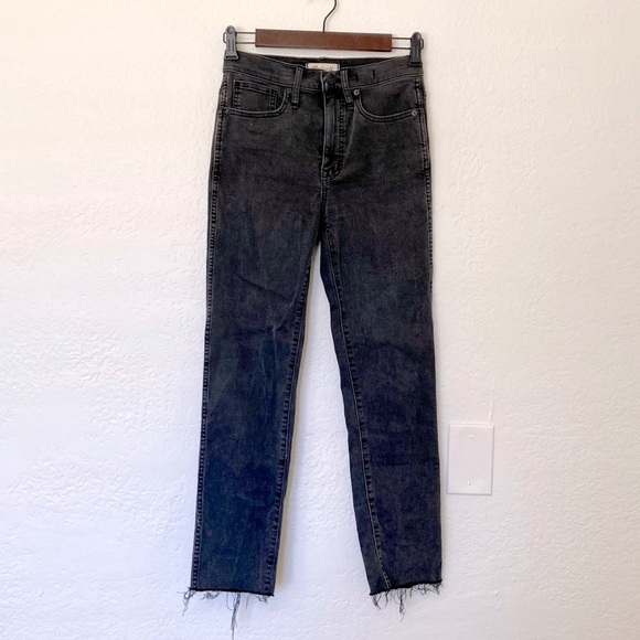 Madewell Stovepipe Distressed Mid Rise Gray Jeans, Size 25 - Picture 2 of 5